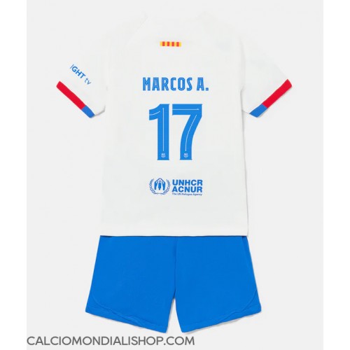 Maglie da calcio Barcelona Marcos Alonso #17 Seconda Maglia Bambino 2023-24 Manica Corta (+ Pantaloni corti)